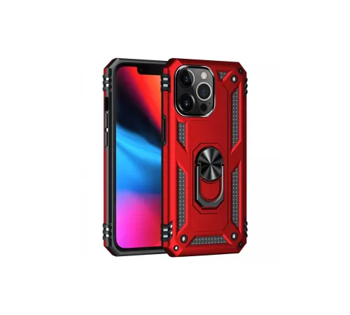 Apple iPhone 14 Pro Kılıf Sofya Yüzüklü Silikon Kapak - Kırmızı