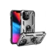 Apple iPhone 14 Pro Kılıf Sofya Yüzüklü Silikon Kapak - Gümüş