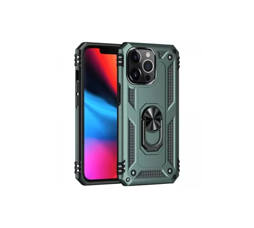 Apple iPhone 14 Pro Kılıf Sofya Yüzüklü Silikon Kapak - Yeşil