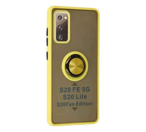 Samsung Galaxy S20 FE Kılıf Montreal Yüzüklü Silikon Kapak - Sarı