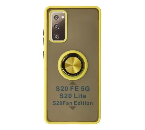 Samsung Galaxy S20 FE Kılıf Montreal Yüzüklü Silikon Kapak - Sarı