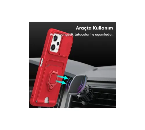Xiaomi Poco X5 5G Kılıf Zuma Kartvizitli Yüzüklü Silikon - Pembe