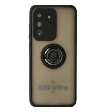 Samsung Galaxy S20 Ultra Kılıf Montreal Yüzüklü Silikon Kapak - Siyah