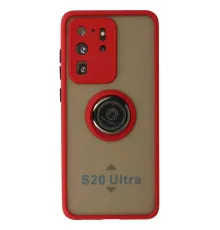 Samsung Galaxy S20 Ultra Kılıf Montreal Yüzüklü Silikon Kapak - Kırmızı