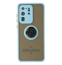 Samsung Galaxy S20 Ultra Kılıf Montreal Yüzüklü Silikon Kapak - Buz Mavi
