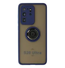 Samsung Galaxy S20 Ultra Kılıf Montreal Yüzüklü Silikon Kapak - Lacivert