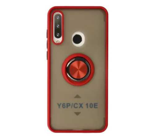 Huawei Y6P Kılıf Montreal Yüzüklü Silikon Kapak - Kırmızı