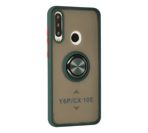 Huawei Y6P Kılıf Montreal Yüzüklü Silikon Kapak - Yeşil