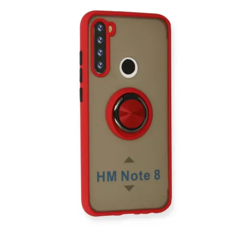 Xiaomi Redmi Note 8 Kılıf Montreal Yüzüklü Silikon Kapak - Kırmızı