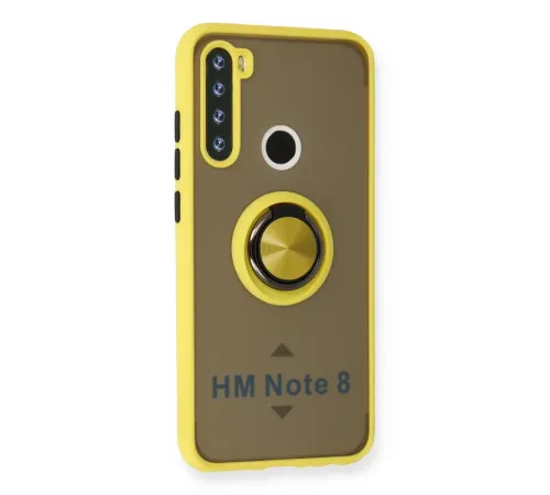 Xiaomi Redmi Note 8 Kılıf Montreal Yüzüklü Silikon Kapak - Sarı