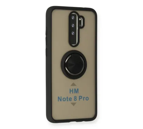 Xiaomi Redmi Note 8 Pro Kılıf Montreal Yüzüklü Silikon Kapak - Siyah