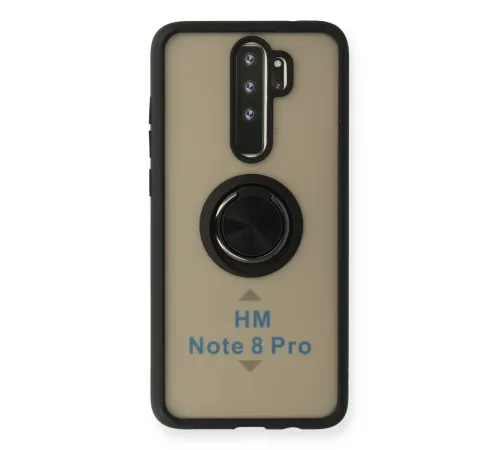 Xiaomi Redmi Note 8 Pro Kılıf Montreal Yüzüklü Silikon Kapak - Siyah