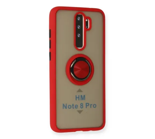 Xiaomi Redmi Note 8 Pro Kılıf Montreal Yüzüklü Silikon Kapak - Kırmızı