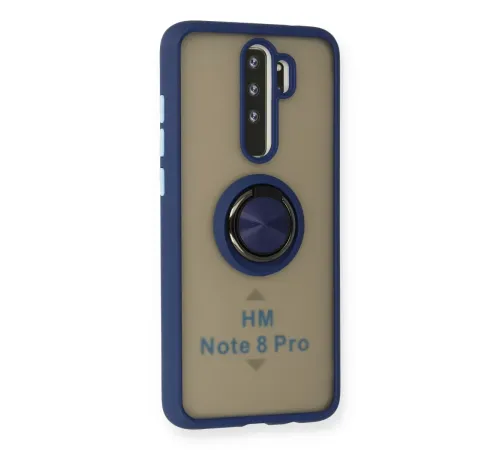 Xiaomi Redmi Note 8 Pro Kılıf Montreal Yüzüklü Silikon Kapak - Lacivert