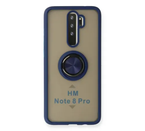 Xiaomi Redmi Note 8 Pro Kılıf Montreal Yüzüklü Silikon Kapak - Lacivert