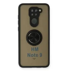 Xiaomi Redmi Note 9 Kılıf Montreal Yüzüklü Silikon Kapak - Siyah