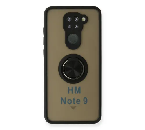 Xiaomi Redmi Note 9 Kılıf Montreal Yüzüklü Silikon Kapak - Siyah