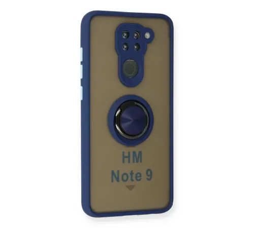 Xiaomi Redmi Note 9 Kılıf Montreal Yüzüklü Silikon Kapak - Lacivert
