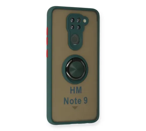 Xiaomi Redmi Note 9 Kılıf Montreal Yüzüklü Silikon Kapak - Yeşil