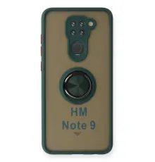 Xiaomi Redmi Note 9 Kılıf Montreal Yüzüklü Silikon Kapak - Yeşil
