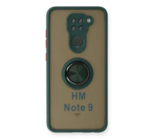 Xiaomi Redmi Note 9 Kılıf Montreal Yüzüklü Silikon Kapak - Yeşil