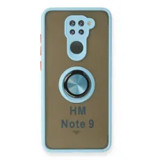 Xiaomi Redmi Note 9 Kılıf Montreal Yüzüklü Silikon Kapak - Buz Mavi