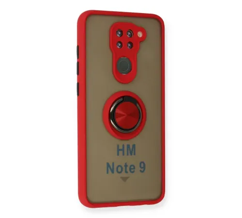 Xiaomi Redmi Note 9 Kılıf Montreal Yüzüklü Silikon Kapak - Kırmızı