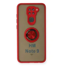 Xiaomi Redmi Note 9 Kılıf Montreal Yüzüklü Silikon Kapak - Kırmızı
