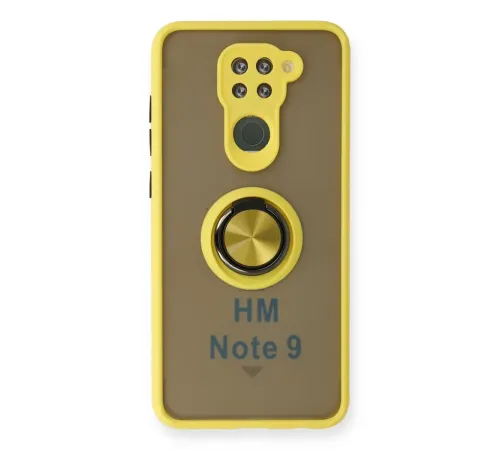 Xiaomi Redmi Note 9 Kılıf Montreal Yüzüklü Silikon Kapak - Sarı