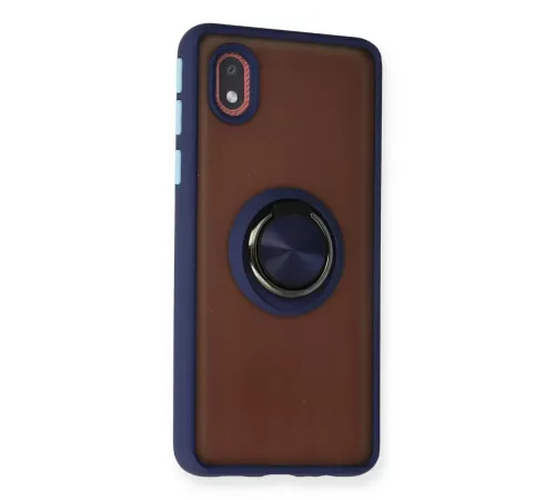Samsung Galaxy A01 Core Kılıf Montreal Yüzüklü Silikon Kapak - Lacivert