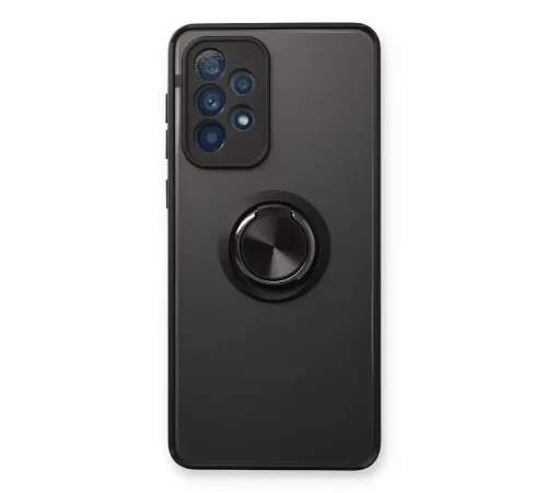 Samsung Galaxy A53 5G Kılıf Montreal Yüzüklü Silikon Kapak - Siyah