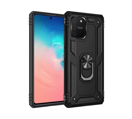 Samsung Galaxy A91 / S10 Lite Kılıf Sofya Yüzüklü Silikon Kapak - Siyah