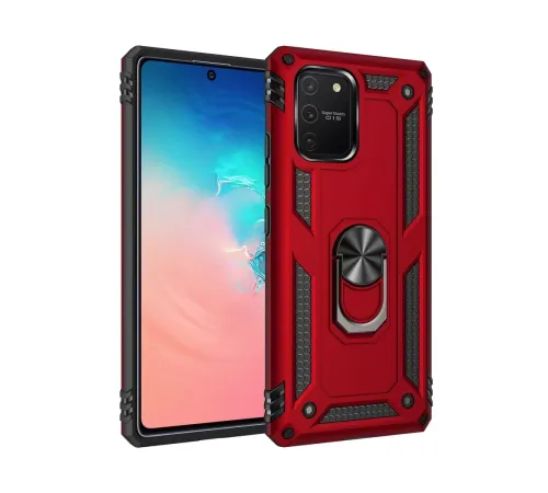 Samsung Galaxy A91 / S10 Lite Kılıf Sofya Yüzüklü Silikon Kapak - Kırmızı