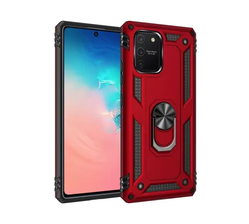 Samsung Galaxy A91 / S10 Lite Kılıf Sofya Yüzüklü Silikon Kapak - Kırmızı
