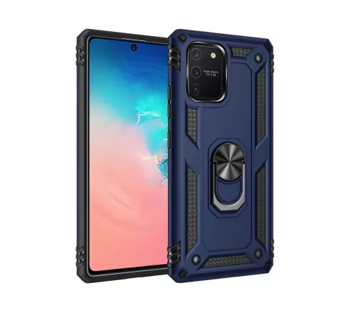 Samsung Galaxy A91 / S10 Lite Kılıf Sofya Yüzüklü Silikon Kapak - Lacivert