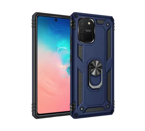 Samsung Galaxy A91 / S10 Lite Kılıf Sofya Yüzüklü Silikon Kapak - Lacivert