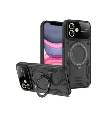 Apple iPhone 11 Kılıf Joy Lens Standlı Kapak - Siyah