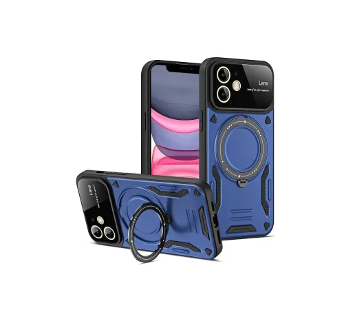 Apple iPhone 11 Kılıf Joy Lens Standlı Kapak - Lacivert