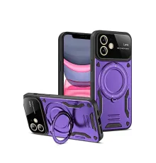 Apple iPhone 11 Kılıf Joy Lens Standlı Kapak - Mor