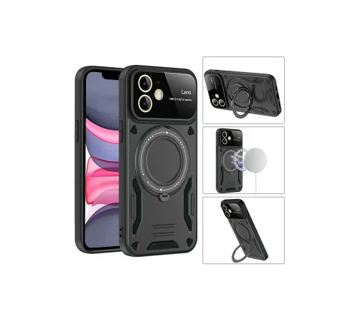 Apple iPhone 11 Kılıf Joy Lens Standlı Kapak - Kırmızı