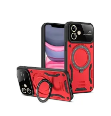 Apple iPhone 11 Kılıf Joy Lens Standlı Kapak - Kırmızı