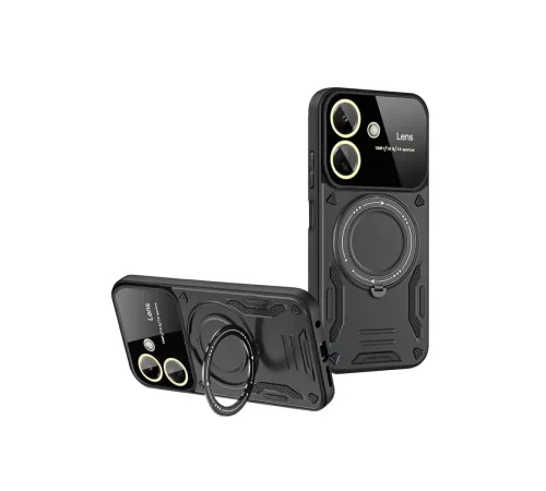 Xiaomi Redmi 13C Kılıf Joy Lens Standlı Kapak - Siyah