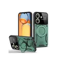 Xiaomi Redmi 13C Kılıf Joy Lens Standlı Kapak - Koyu Yeşil