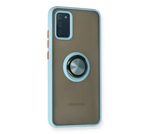 Samsung Galaxy A02S Kılıf Montreal Yüzüklü Silikon Kapak - Buz Mavi