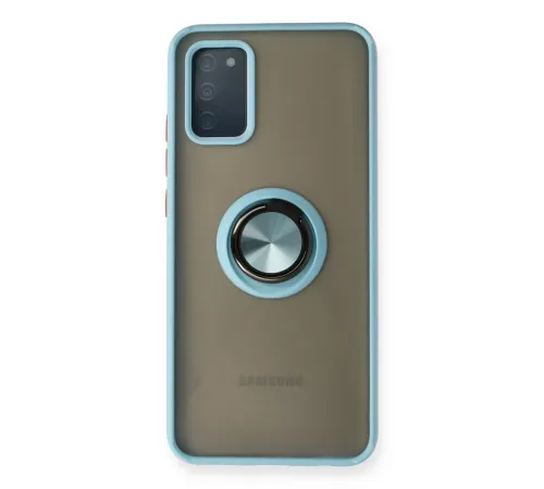Samsung Galaxy A02S Kılıf Montreal Yüzüklü Silikon Kapak - Buz Mavi