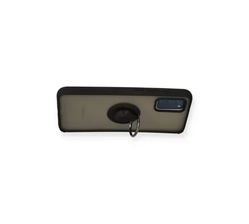 Samsung Galaxy A02S Kılıf Montreal Yüzüklü Silikon Kapak - Siyah