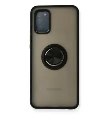 Samsung Galaxy A02S Kılıf Montreal Yüzüklü Silikon Kapak - Siyah