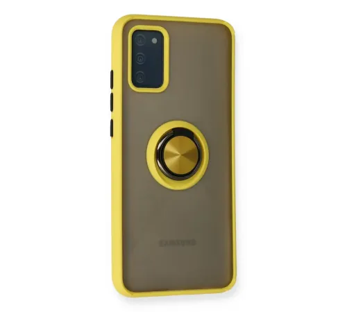 Samsung Galaxy A02S Kılıf Montreal Yüzüklü Silikon Kapak - Sarı