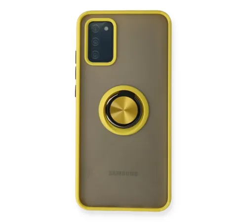 Samsung Galaxy A02S Kılıf Montreal Yüzüklü Silikon Kapak - Sarı