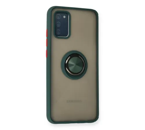 Samsung Galaxy A02S Kılıf Montreal Yüzüklü Silikon Kapak - Yeşil